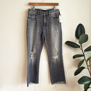 MOTHER The Insider Crop Step Fray Jeans Size 29 Ace Of Spades Stretch Distressed